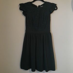 Green Floral Lace Dress Winter